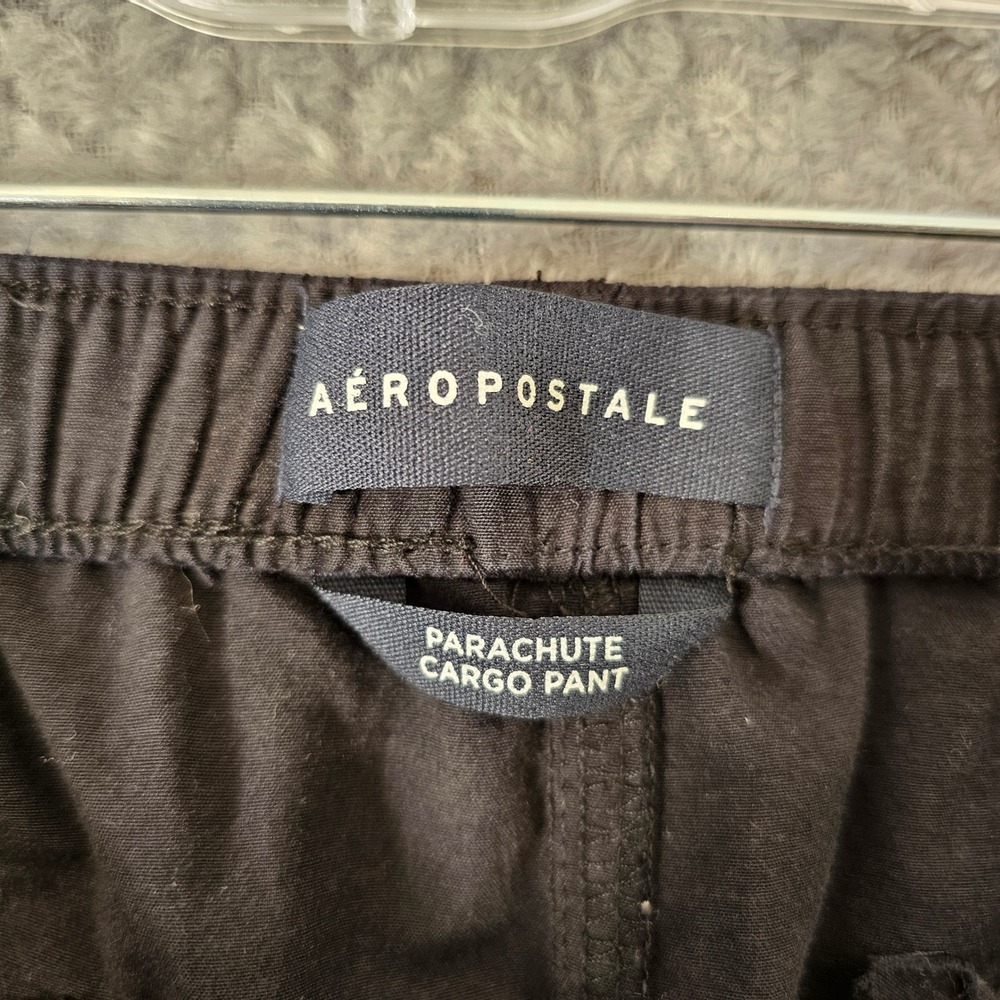 Aeropostale Black Parachute Cargo Pants XS 25" Elastic Waist Baggy Relaxed Fit‎ - Picture 6 of 8